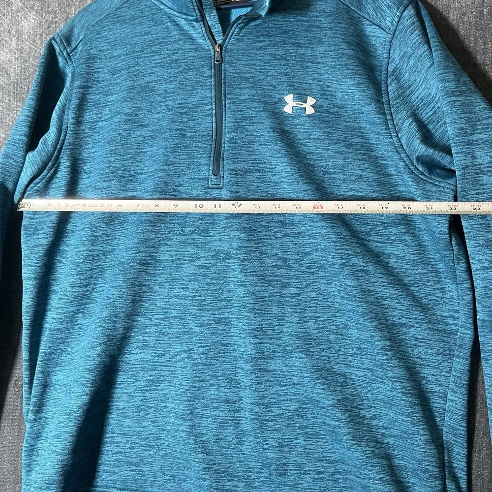 Under Armour ColdGear Men's XL Blue Heather 1/4 Zip Mock Neck Fleece Pullover